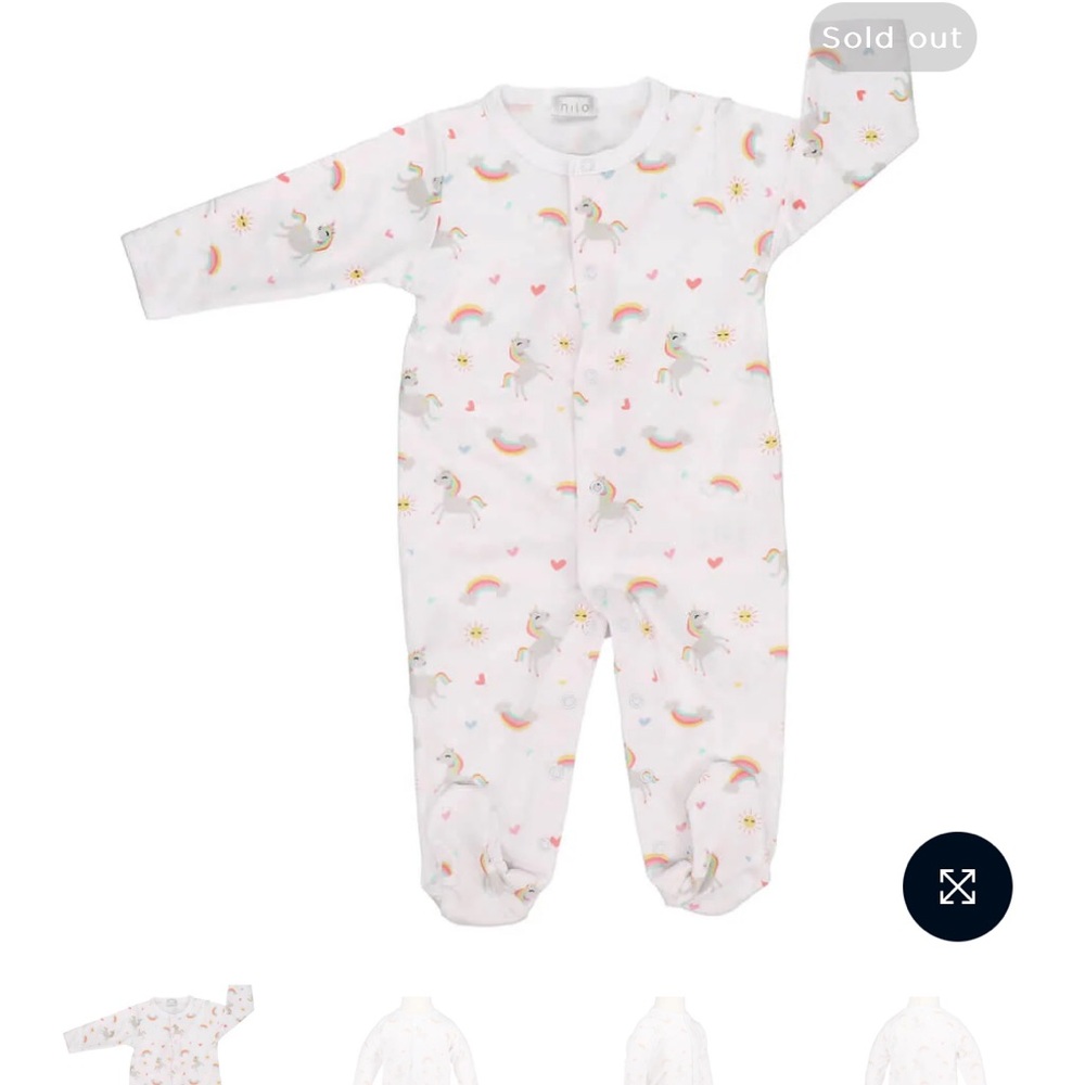 Organic Pima cotton newborn onesie with unicorns
